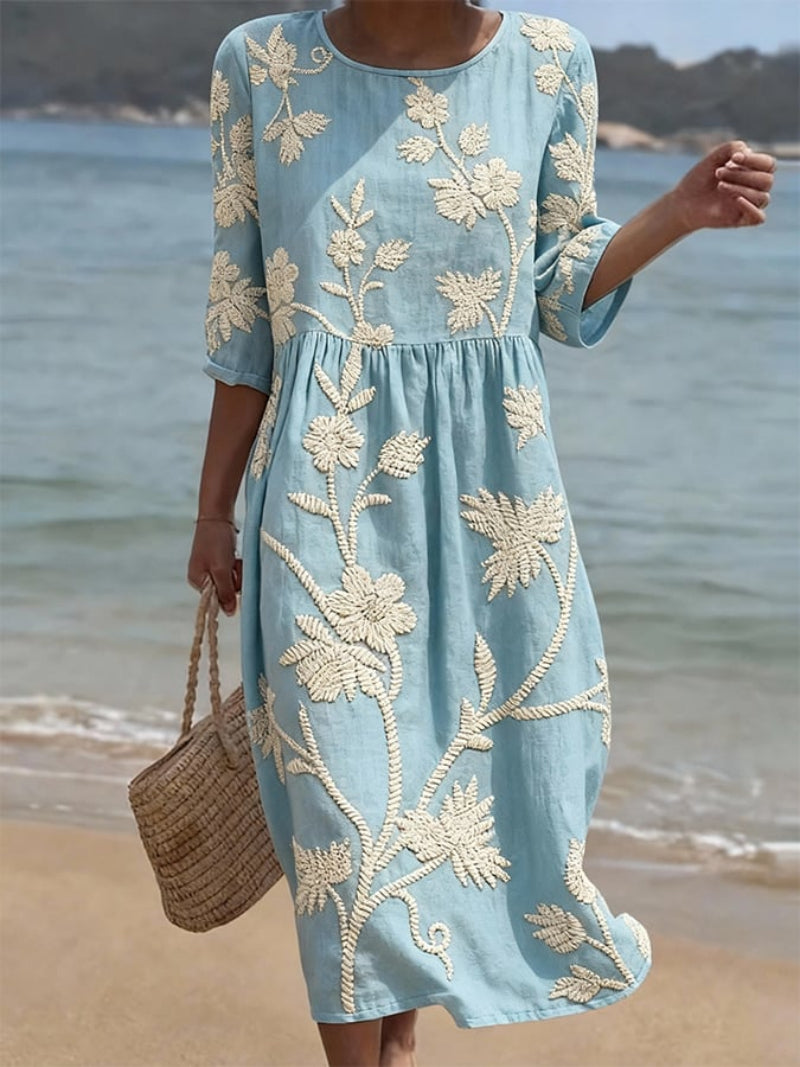 Azul | Vestido vintage bordado