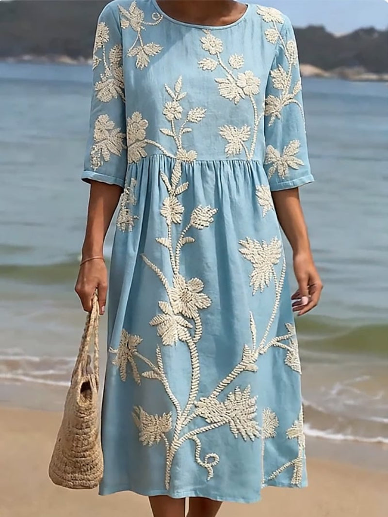 Azul | Vestido vintage bordado