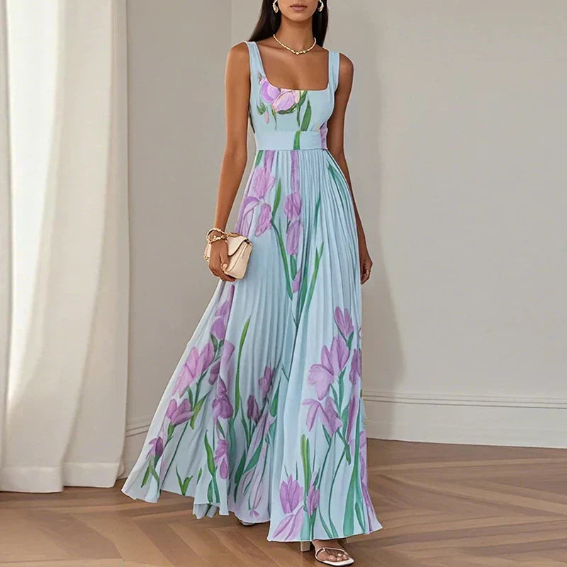 Oriah | Vestido largo de corte A con estampado floral