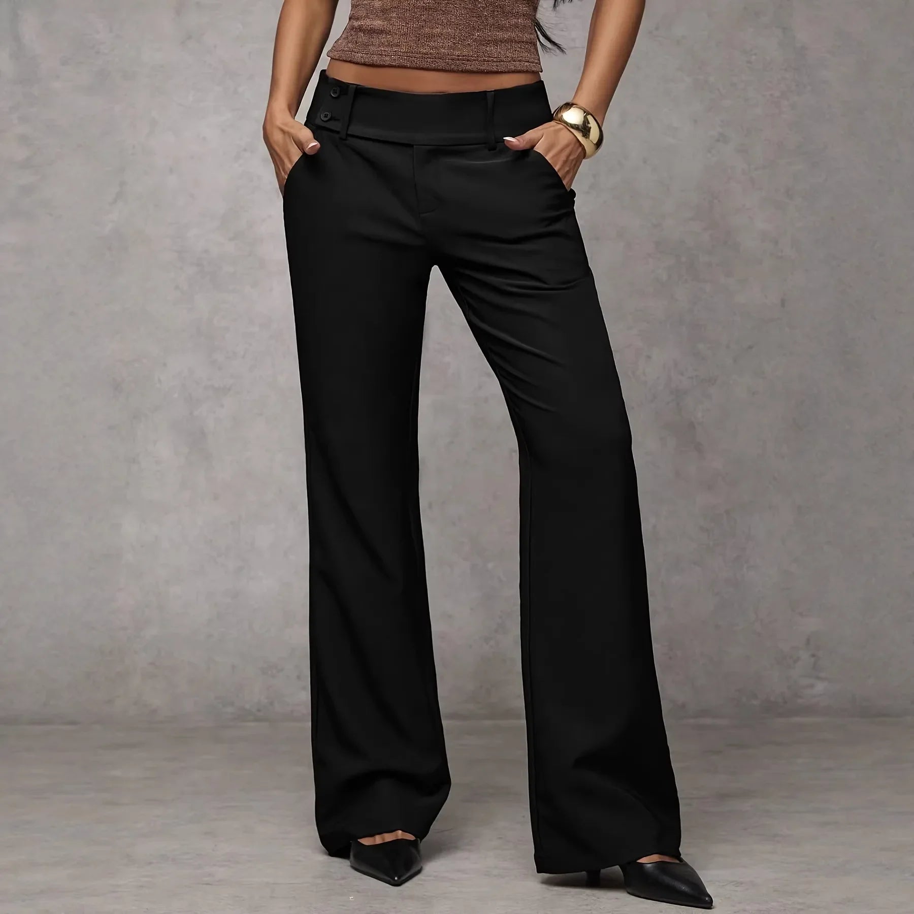 PANTALON DE CORTE RECTO Y CINTURA ALTA