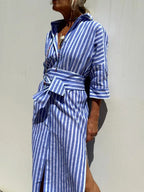 GRACIELA - VESTIDO CAMISA MIDI LIGERO Y ELEGANTE