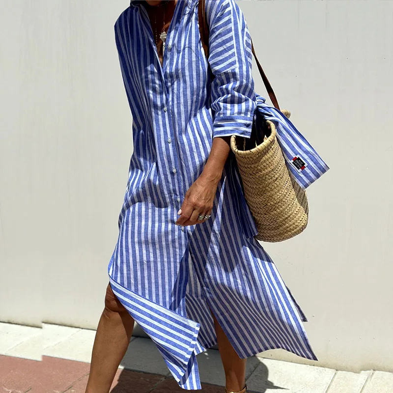 GRACIELA - VESTIDO CAMISA MIDI LIGERO Y ELEGANTE