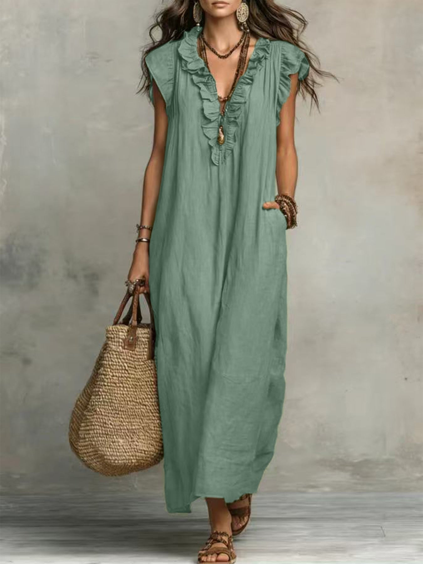 VESTIDO LARGO DE ESTILO BOHEMIO DE VERANO