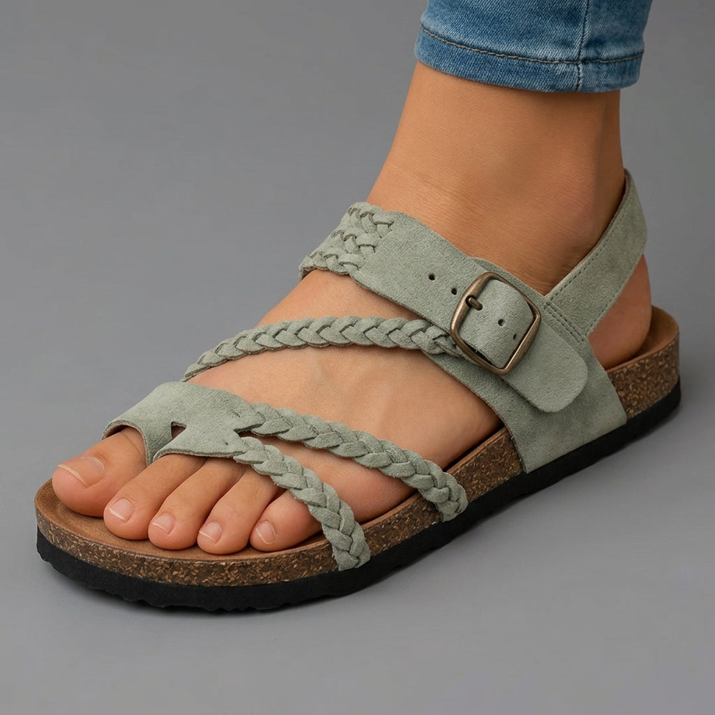 SANDALIAS DE CORCHO TEJIDO