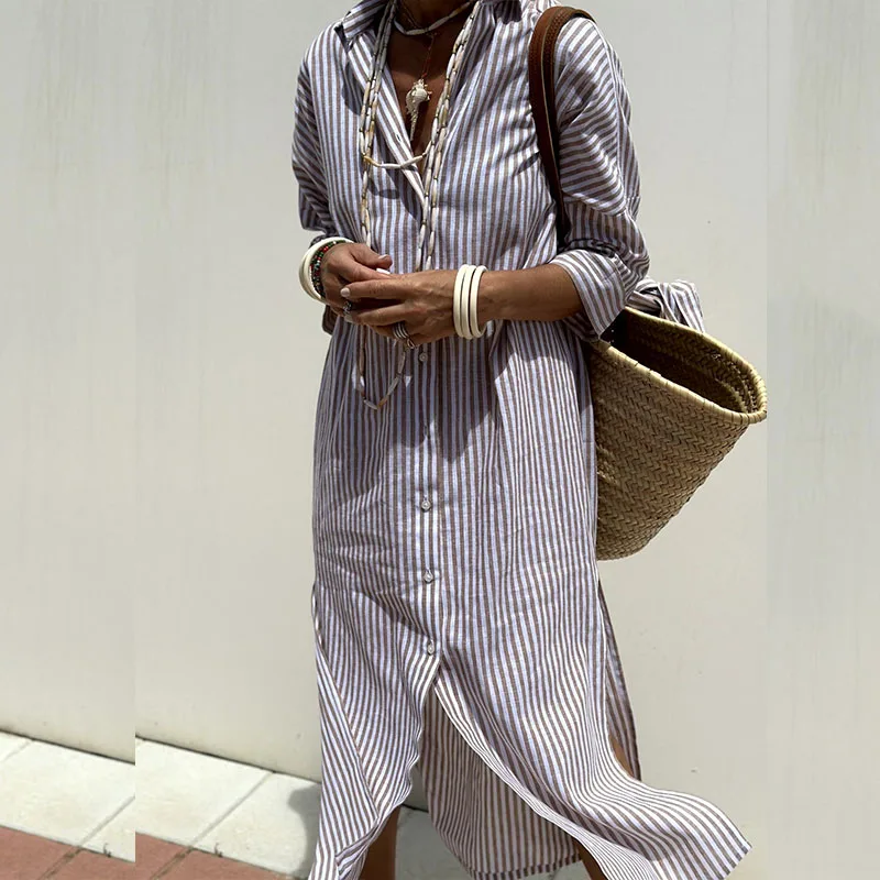 GRACIELA - VESTIDO CAMISA MIDI LIGERO Y ELEGANTE