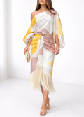 CONJUNTO DE DOS PIEZAS CON FLECOS Y ESTILO ELEGANTE