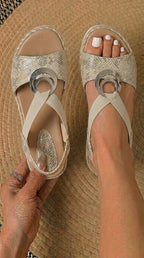 Clara - Sandalias cómodas y ergonómicas con tacón de cuña