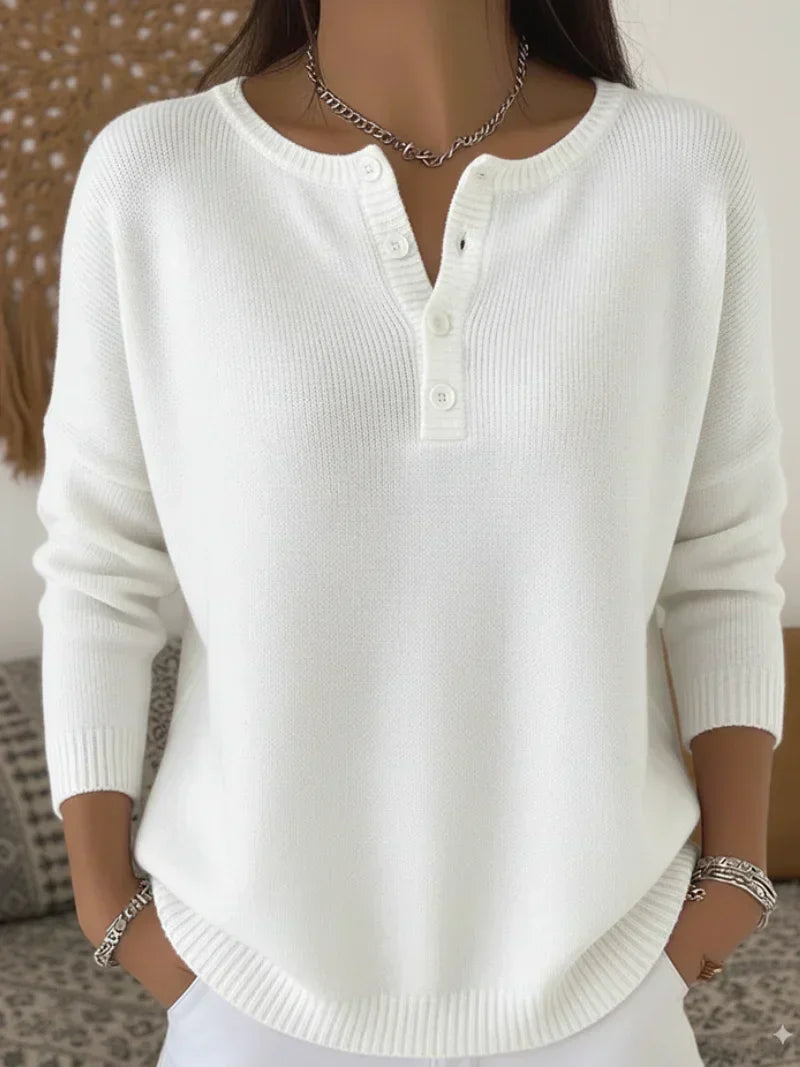 Helena™ | Jersey de Punto Henley con Botones