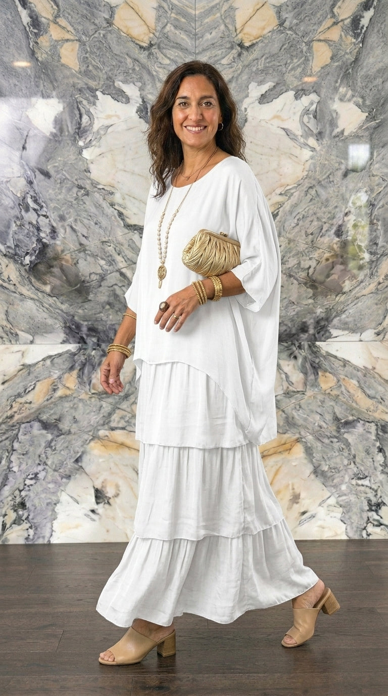 VESTIDO LARGO ELEGANTE Y FLUIDO CON CAÍDA LIGERA