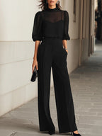 CONJUNTO 3 PIEZAS CON TOP TRANSPARENTE NEGRO, TOP INTERIOR Y PANTALÓN