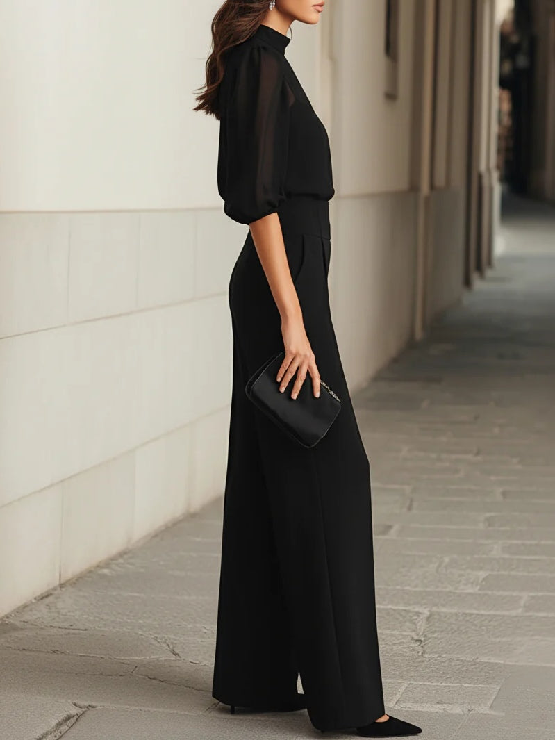 CONJUNTO 3 PIEZAS CON TOP TRANSPARENTE NEGRO, TOP INTERIOR Y PANTALÓN