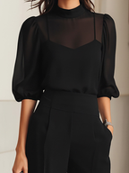 CONJUNTO 3 PIEZAS CON TOP TRANSPARENTE NEGRO, TOP INTERIOR Y PANTALÓN