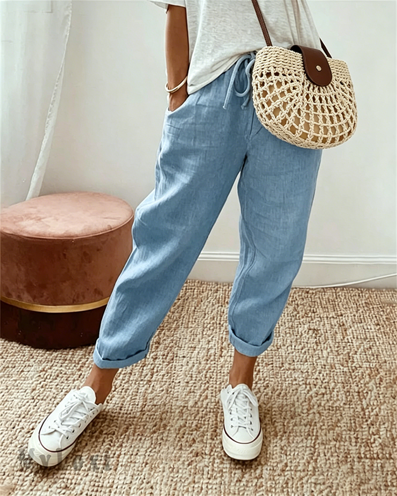 💕 ÚLTIMO DÍA - 50% DE DESCUENTO 💕 PANTALONES CASUALES DE ALGODÓN Y LINO PARA MUJER