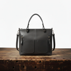 Bolso de cuero con dos compartimentos