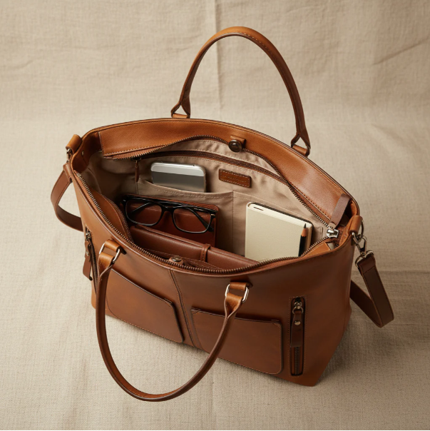 Alba | Bolso de cuero con doble bolsillo
