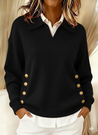 Vynette™ | Jersey de Cuello en V con Solapa