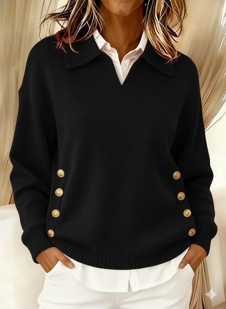 Vynette™ | Jersey de Cuello en V con Solapa