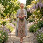 Aura | Vestido largo estampado con chaleco a juego