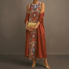 Aura | Vestido largo estampado con chaleco a juego