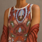 Aura | Vestido largo estampado con chaleco a juego