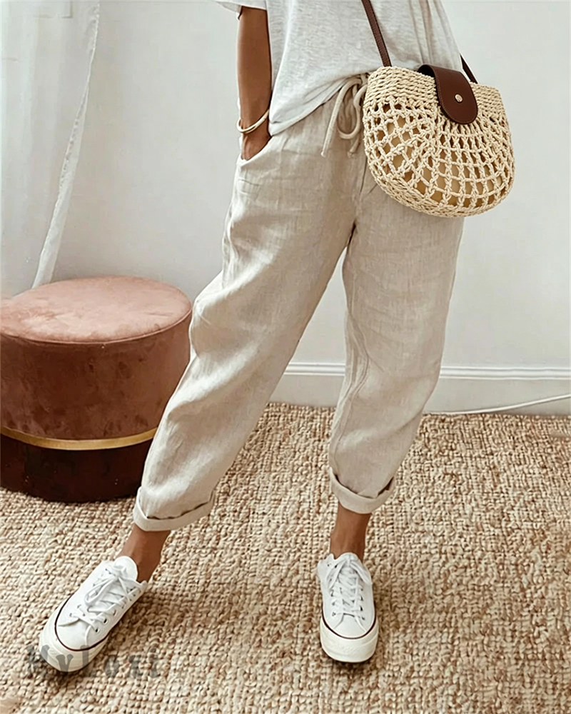 💕 ÚLTIMO DÍA - 50% DE DESCUENTO 💕 PANTALONES CASUALES DE ALGODÓN Y LINO PARA MUJER