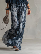 CONJUNTO ELEGANTE DE GASA ESTAMPADA PARA EVENTOS