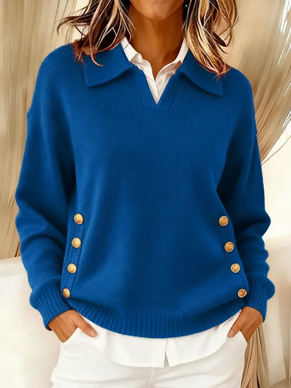Vynette™ | Jersey de Cuello en V con Solapa