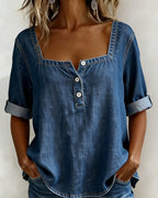 Avélia | Camisa vaquera de cuello cuadrado