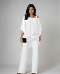 CONJUNTO ELEGANTE CON TOP DE MANGAS MURCIÉLAGO Y PANTALÓN DE PIERNA ANCHA