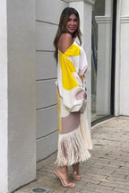 CONJUNTO DE DOS PIEZAS CON FLECOS Y ESTILO ELEGANTE