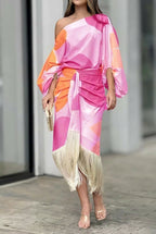 CONJUNTO DE DOS PIEZAS CON FLECOS Y ESTILO ELEGANTE
