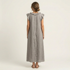Josette | Vestido Maxi de Lino con Escote en V y Volantes