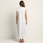 Josette | Vestido Maxi de Lino con Escote en V y Volantes