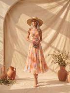 Aurora | Vestido con escote halter y estampado de acuarela