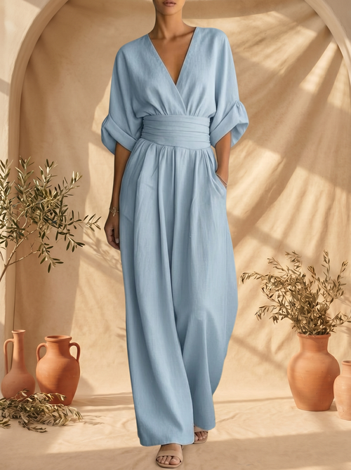 Alessia | Elegante mono con escote en V y cintura alta