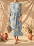 Azul | Vestido vintage bordado