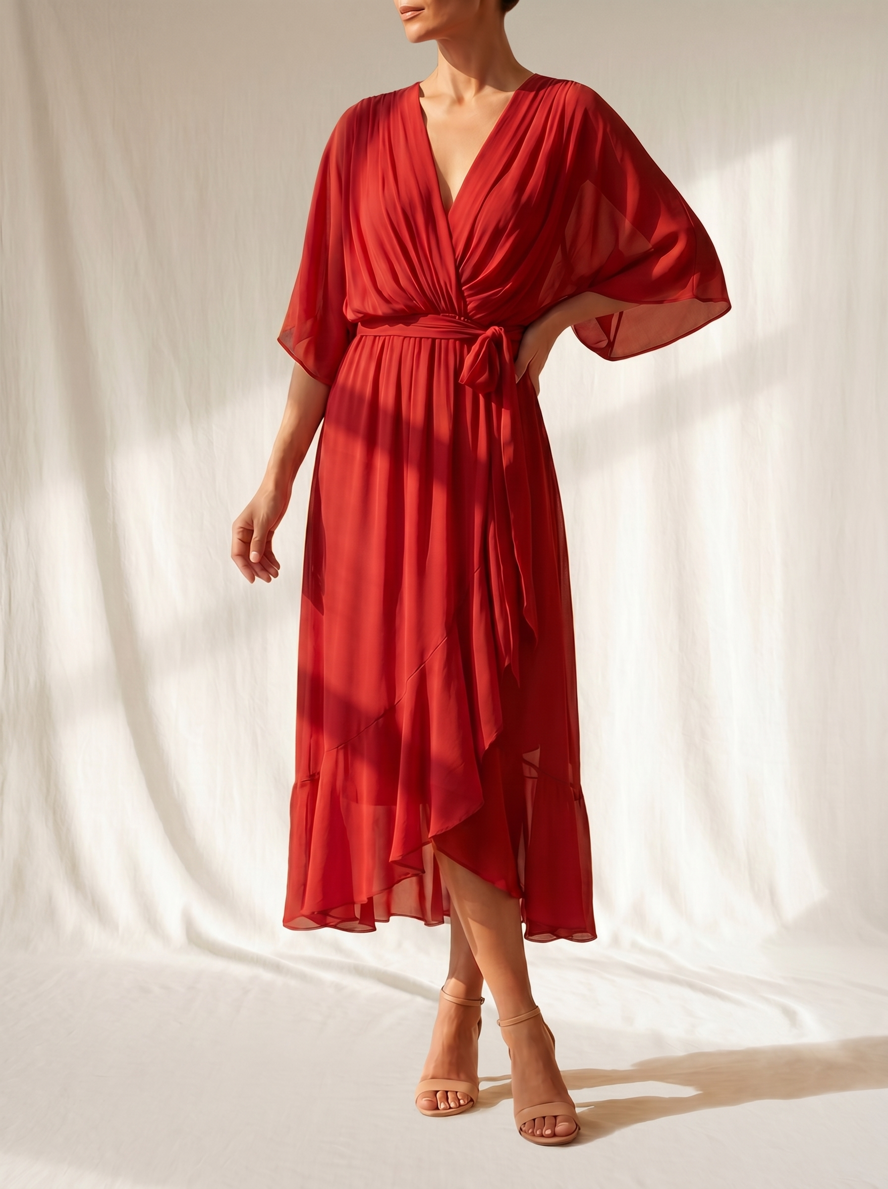 Sfumato | Vestido de gasa con escote en V y sombreado