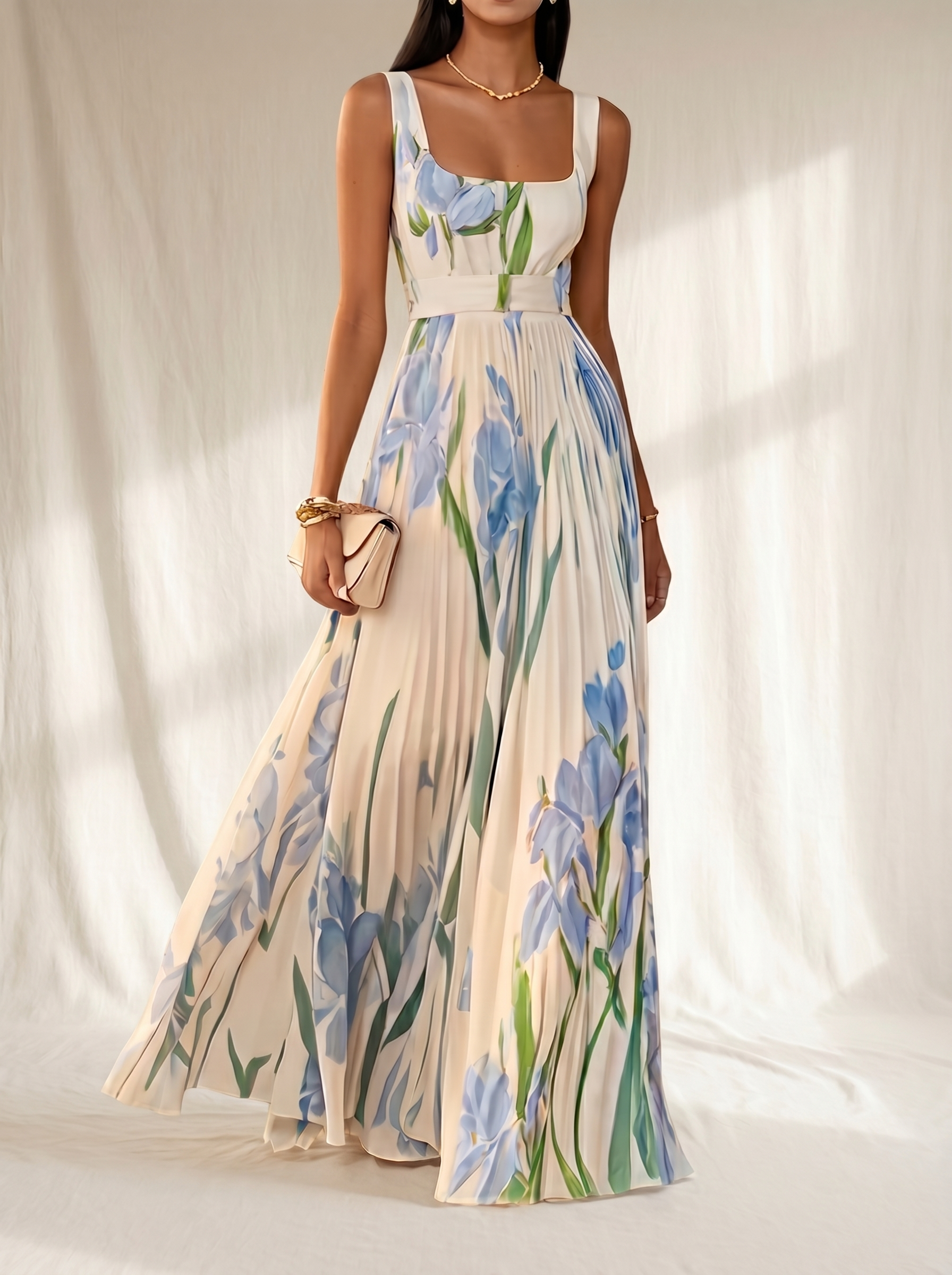 Oriah | Vestido largo de corte A con estampado floral