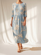 Azul | Vestido vintage bordado