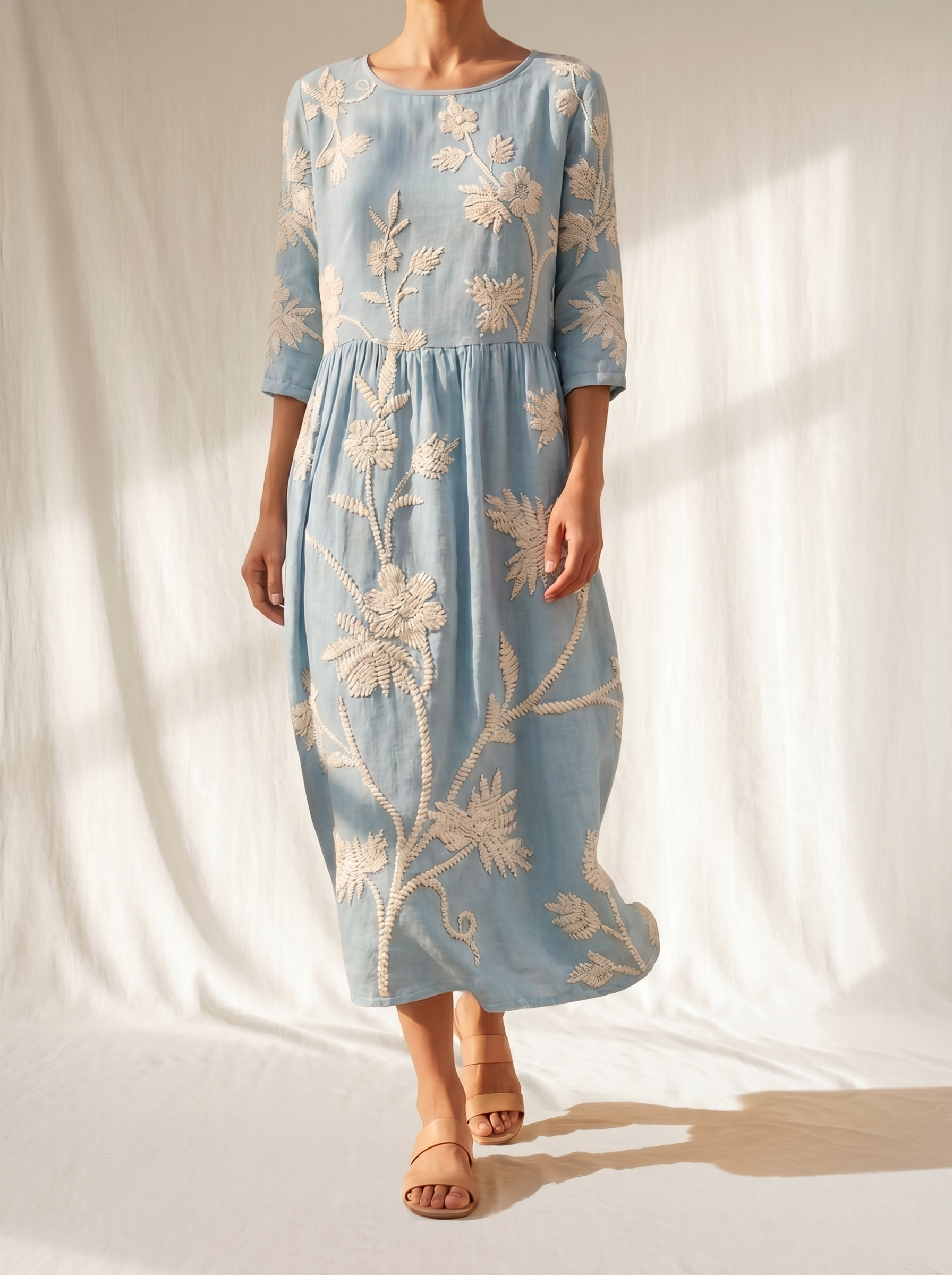 Azul | Vestido vintage bordado