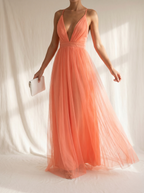 Ginevra | Vestido largo en color coral claro