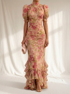 Rosario | Vestido largo de gasa floral