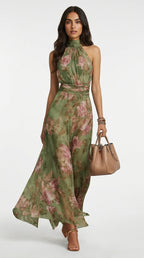 VESTIDO LARGO CON ESCOTE HALTER