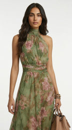 VESTIDO LARGO CON ESCOTE HALTER