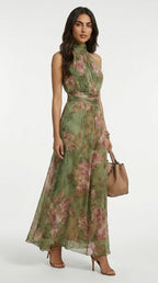 VESTIDO LARGO CON ESCOTE HALTER