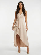 CLARA | ELEGANTE VESTIDO MIDI CON ESCOTE EN V Y DISEÑO CRUZADO