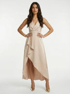 CLARA | ELEGANTE VESTIDO MIDI CON ESCOTE EN V Y DISEÑO CRUZADO