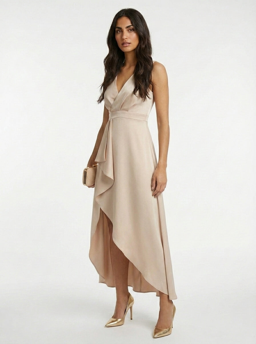CLARA | ELEGANTE VESTIDO MIDI CON ESCOTE EN V Y DISEÑO CRUZADO